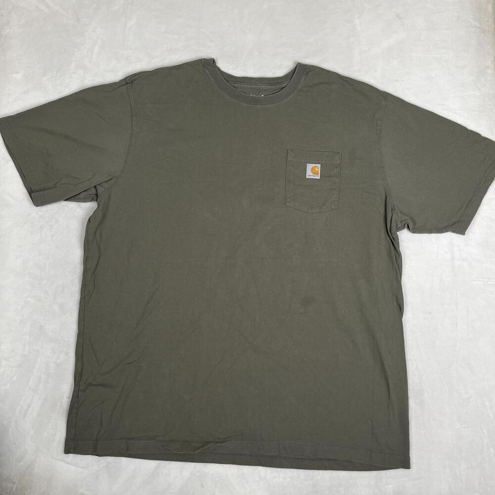 Carhartt Shirt Mens 3XLT Green Loose Fit Pocket Logo Workwear Short Sleeve Tee